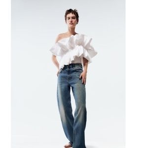 🤍ZARA ONE SHOULDER RUFFLE TOP🤍